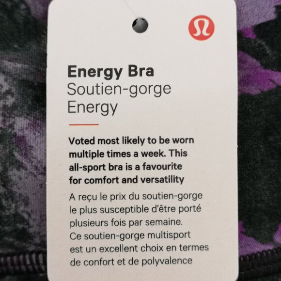 NWT LULULEMON FSFM Purple Black Luxtreme Fabric B/C Cup All Sport Energy Bra 8 - Picture 6 of 7